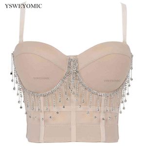 Corset Brallet Women Bling Camisole Diamond Tassels Fashion Sexy Cropped Bustier Bra Night Club Party Tank Top