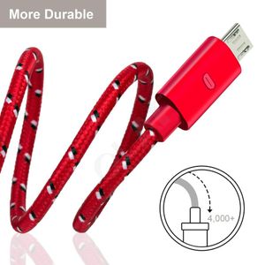 Braided Nylon Cell Phone Cables Suitable for Android Micro Type-c Charging Data Connector 0.5/1/2/3 Meter