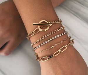 Bohemian Geometric Crystal Multi Layer Armband Bangles Charm Justerbar Lasso Armband Set för Kvinnor Smycken Gåvor
