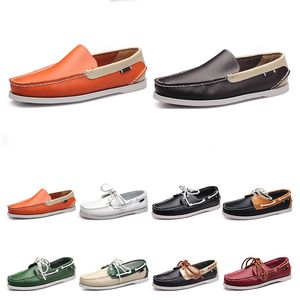 121 Mens casual shoes leather British style black white brown green yellow red fashion outdoor comfortable breathable