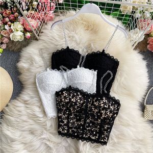Y2k Tank Top Women Spring Sweet Fashion Style Crop Tops Lace Camis Solid Short Sleeveless Slim Waist Sexy Blouse 210415