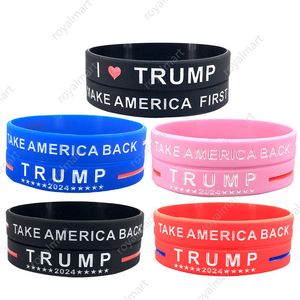 Trump Make America First Branslet Party Favor Black Blue I Like Trump 2024 Silikonna opaska