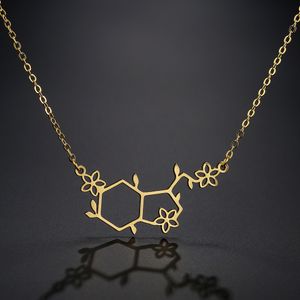 Todorova Molecule Chemistry Polygon Pendant Necklace For Women Happy Hormone Necklace Stainless Steel Jewelry