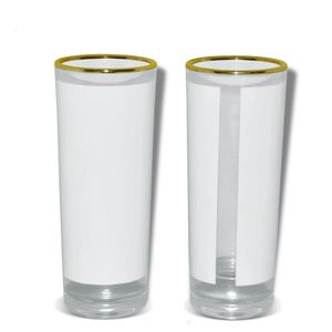 ny anlände 3oz sublimering skott glas anpassad värmeöverföring öl kopp med gyllene kant kreativitet diy vinglas 144pcs / kartong