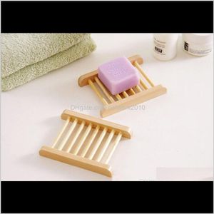 Dishes Accessories Home & Garden Drop Delivery 2021 Natural Bamboo Trays Wholesale Dish Wooden Soap Tray Holder Rack Plate Box Container For