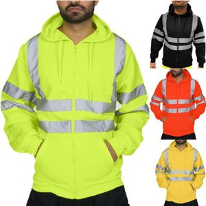 Mens Jacken Männer Jacke Arbeitskleidung Hohe Sichtbarkeit Mit Kapuze Outwear Reise Im Freien Reflektierende Streifen D90520