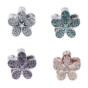 Adatto ai braccialetti Pandora 20pcs Cinque petali di perline di fascino di cristallo di fiore Charms in argento perline per collana europea fai da te all'ingrosso creazione di gioielli di Natale
