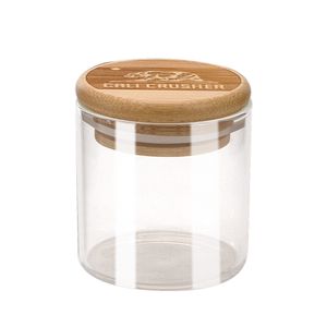 125 ml transparentes Glas-Vorratsglas mit Natur-Bambus-Siegel, Holzdeckel, 70 mm hoher Tabak-Vorratsbehälter, Vorratsdose