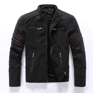 New Motorcycle Washed Retro Velour Leather Jacket Winter Jacket Men Stand Collar Mens 3 Color Top Coats Plus Size
