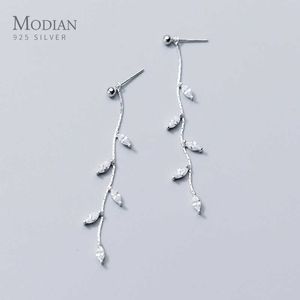 Charm Luxury Clear Crystal Drop Earrings For Women 925 Sterling Silver Swing Zircon Dangle Ear Classic Wedding Jewelry 210707