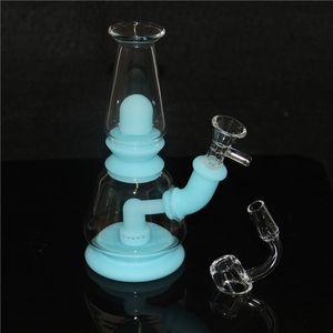 Hookah Bongs Glow in dark silicon oil dab rigs with 14.4mm male joint glass bowl silicone nectar