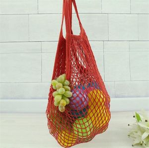 Bekväm bärbar bomullsnätväska stormarknadshopping grönsaker och frukt ihålig polyester