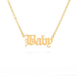 30st Old English Letter Word Baby Halsband Rostfritt Stål Initial Alfabet Namn Logo Hängsmycke Charm Kedja Minimalistisk krage Choker Smycken för Kvinnor Party