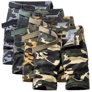 Shorts de verão masculino Plus Size Camuflagem Militar Carga para Homens Joelho Comprimento Casual Calças Curtas Pantalon Corto 210806