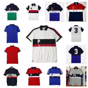 High quality lapel men s summer new hit color letters short sleeved polo shirt T shirt white red gray sapphire blue navy blueS XL
