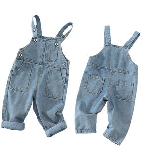 Sping kläder född spädbarn pojke baby flicka kläder jeans outfit höst ärmlös soldisk denim overall 210417