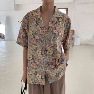 High Quality Florals Casual Printed Oversize Femme Summer Retro Shirts Vintage Streetwear Short Sleeve Women Blouses 210421