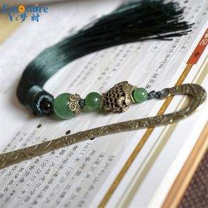 Bookmark Ancient Chinese China Pendant Bookmarks Tassel Green Vintage Gift For Girls Boys Friends Valentine's Day Retro M178