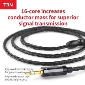 TRN 16 Core silverpläterad hörlurar 2,5 mm 3,5 mm 4,4 mm till 0,75 0,78 2pin MMCX Balanserad HiFi-ersättning hörlurkabel