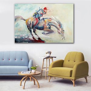 抽象的な水彩馬の絵の壁のアートキャンバス絵画モダンな動物ポスターそしてリビングルームの家の装飾のための版画