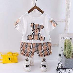 Set di abbigliamento con stampa per neonato T-shirt a maniche corte con stampa di cartoni animati + pantaloncini Set da 2 pezzi Set di abbigliamento per bambini boutique