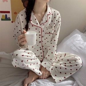 Homewear Winter Baumwolle Druck Schatz Pyjamas Set Frauen Lounge-Set Pyjamas Nachtwäsche Nachtwäsche Pijama Mujer 211112