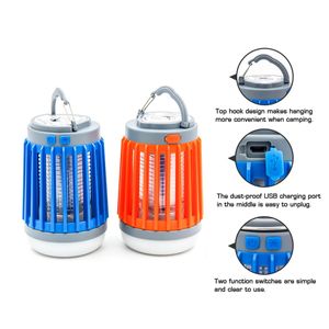 3-i-1 myggzappers USB / Solar 500LM 4 Modes Justerbar Camping Light Electric Killer Lamp Travel - Orange B