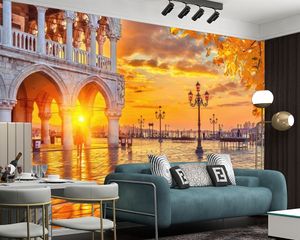 Tapety 3D Europejski Wspaniały Budynek Kwadratowy Tapeta Klasyczna Malarstwo Salon Sypialnia Kuchnia Home Decor Mural Papiery ścienne