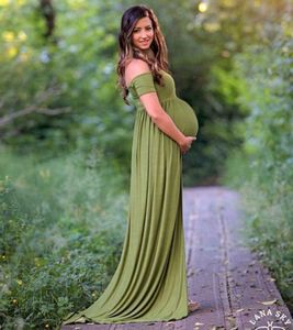 Maternity Photography Props Fancy Maternity Dresses Gravid Kläder Maxi Stretch Cotton Klänning Fotografi Maternity Dress Q0713