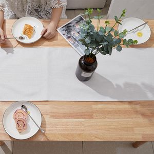 DHL50PCS Table Runner Sublimatie DIY White Lege Cotton Linen Long Dinner Tafelkleed