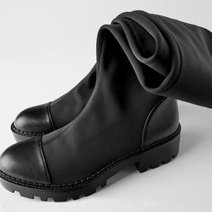 Stivali da donna lunghi neri con plateau scarpe alte 2021 calzino sopra lo stivale al ginocchio calze elasticizzate stivaletti invernali Botas tacchi