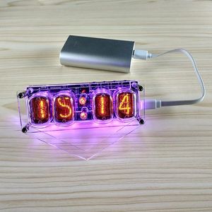 Desk & Table Clocks IN-12 Glow Tube Clock 4-bit IN12 Seven-color RGB LED DS3231 Nixie IN-12B