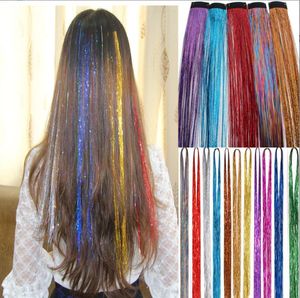 9 Colors Metallic Glitter Tinsel Laser Fibre Hair Colorful Wig Hair Extension Accessories Party Stage Wig Festive