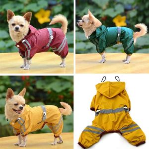 Köpekler Pançolar toptan satış-Köpek Giyim Pet Giysileri Su Geçirmez Hafif Yağmur Penisi Yağmur Ceketi Panço Strip Yansıtıcı Açık Yavru Yavru Evcil Hayvanlar Ceket Yağmur Giyim