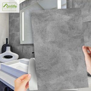Väggklistermärken Funlife 3pcs Imitation Cement Vattentät PVC Lim Golvplattor för badrum Heminredning 30x60cm