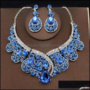 Kolczyki Naszyjnik Zestawy Biżuterii Luksusowe Imitacja Kolczyk Indian Bride Set Sierden Asori zestawy Drop Drop Kizip