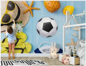 Foto personalizzata Sfondi per pareti 3d murales carta da parati moderna nordic cartoon cartone animato calcio bambini camera sfondo wall mural decorazione