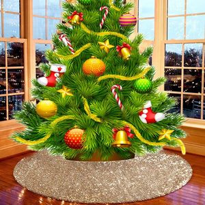 Noel dekorasyonları yuvarlak payet ağaç etek etekleri küçük halı dekor malzemeleri