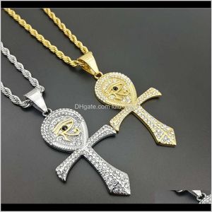 Wholesale ankh resale online - Stainless Steel Men Hip Hop Eye Of Horus Fashion Vintage Ankh Cross Necklace Mens Hiphop Jewelry Gifts Bac W5Pvg