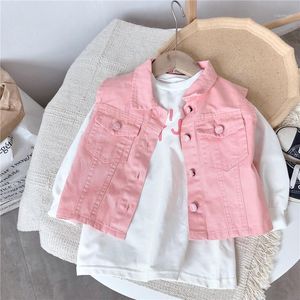 Clothing Sets Fashion Kids Clothes Fall Denim Vest Top&letter Flower Long Sleeve Sweatshirt Dress Little Girls Outfits
