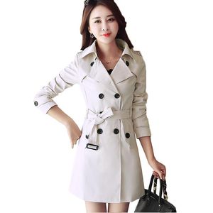 Women's Trench Coats Female Windbreaker Autumn Coat Solid Color Double Breasted Slim Medium-long Outerwear Plus Size 6XL Women Basic 231