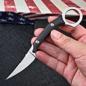 Specail Offer Fixed Blade Straight Knife D2 White/Black Stone Wash Blades Full Tang G10 Handle Survival Tactical Knives With Kydex