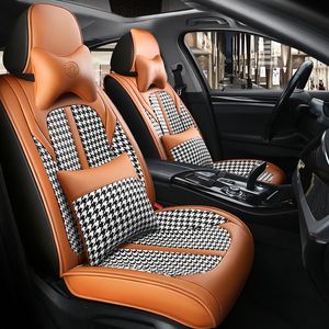 Funda de lino para asiento de coche de cuero PU con costuras a la moda compatible con Volkswagen Jetta Santana Lavida Sagitar cojín para asiento interior de automóvil