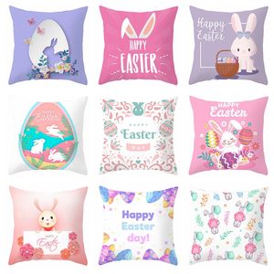 45*45cm/18*18inch Easter Pillowcase Rabbit Sofa Cushion Case Bed Pillow Cover Easter Eggs Bunny Home Decor Chair Car Cushions Covers Party Decoration JY0928