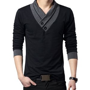 Mode Marke Trend Slim Fit Langarm Hemd Männer Patchwork Kragen EE V-ausschnitt -Shirt Baumwolle Hemden Plus Größe 5XL 210629