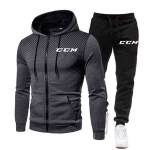 Brand New Fall Men CCM Sets Pants Clothing Sweatsuit Cardigan Fashion Hoodies Clothes Trousers Sportswear Sweatpants Tracksuits H1208