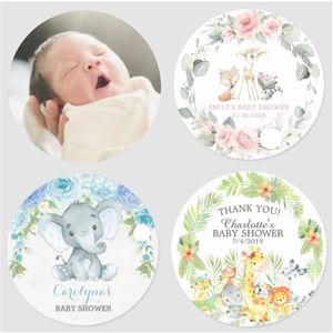 100 Personlig Chopening Baby Shower Sticker Party Decoration Kön Reveal First Communion Boy Girl Dop Packing Lables 210610