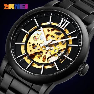 Skmei Mechanical Watches男性ファッションの自動車の中空ダイヤルメンズ腕時計の防水時計時間Horloges Mannen 9242 Q0524