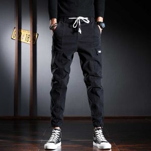 Moda Streetwear Erkekler Kot Gevşek Fit Büyük Cep Rahat Kargo Pantolon Yüksek Kalite Kore Tarzı Hip Hop Joggers Geniş Bacak Pantolon
