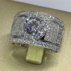 Choucong marca top vender jóias de luxo anéis de casamento 925 esterlina prata rodada corte branco topázio pavimentar diamante festa de diamante eternidade mulheres engajamento nupcial anel presente